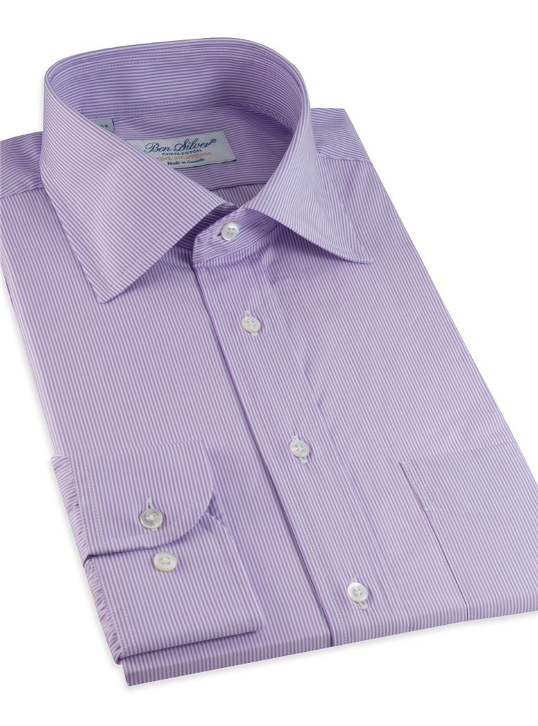 Lilac & White Pinstripe Spread Collar