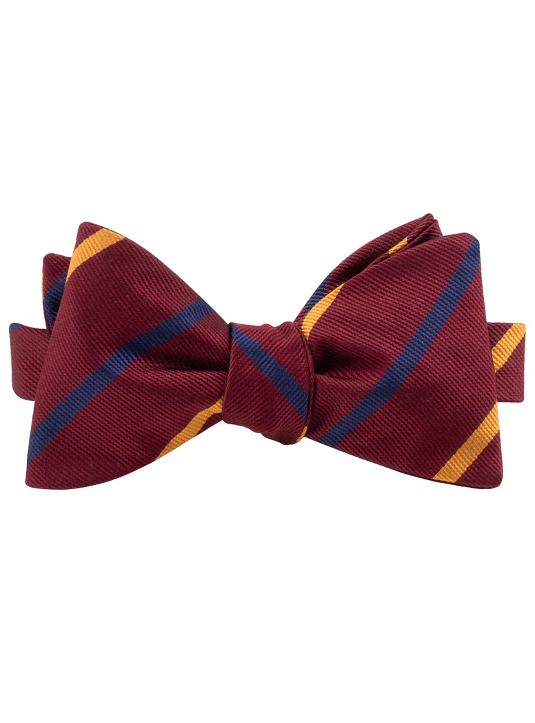 Silk Bar Striped Bow Tie in Wine