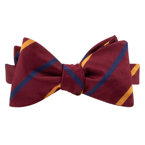 Silk Bar Striped Bow Tie in Wine