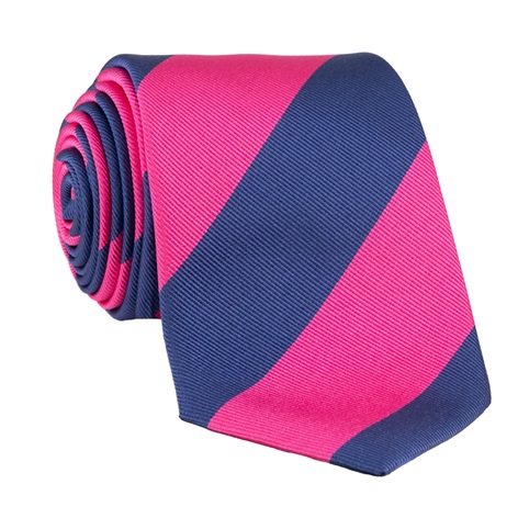 Silk Block Striped Tie in Azalea