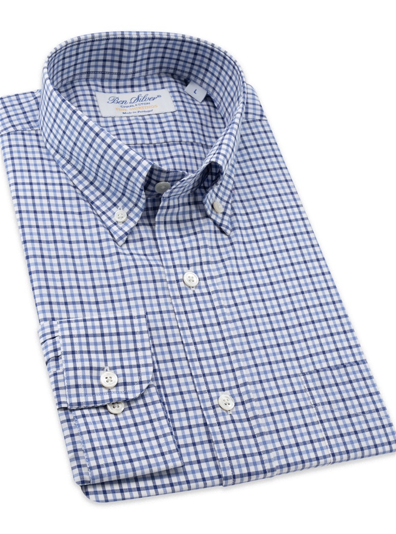 Sky and Navy Check Button Down