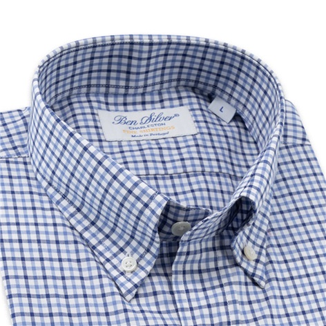 Sky and Navy Check Button Down
