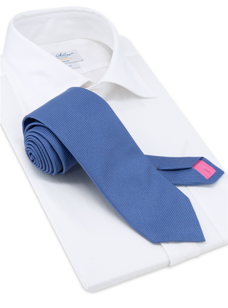 Silk Basketweave Tie in Cobalt
