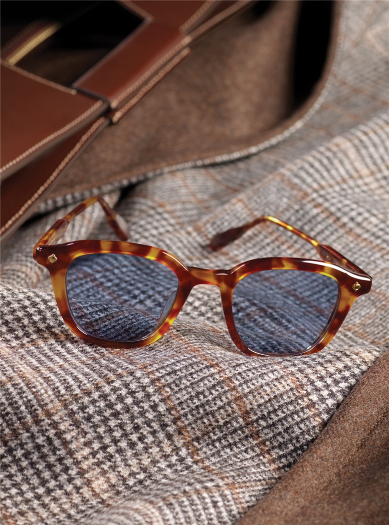 Bold Semi Round Sunglasses in Vintage Tortoise The Ben Silver Collection