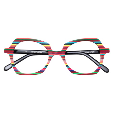 Multi-Stripe Wissing Oval Frame in Blue, Red, Yellow