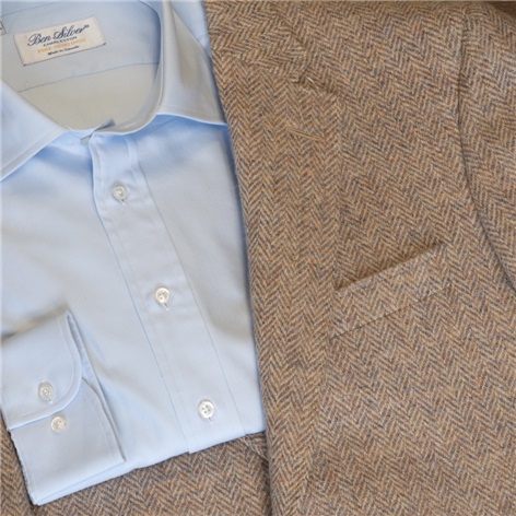 Wool Herringbone Sport Coat in Tan