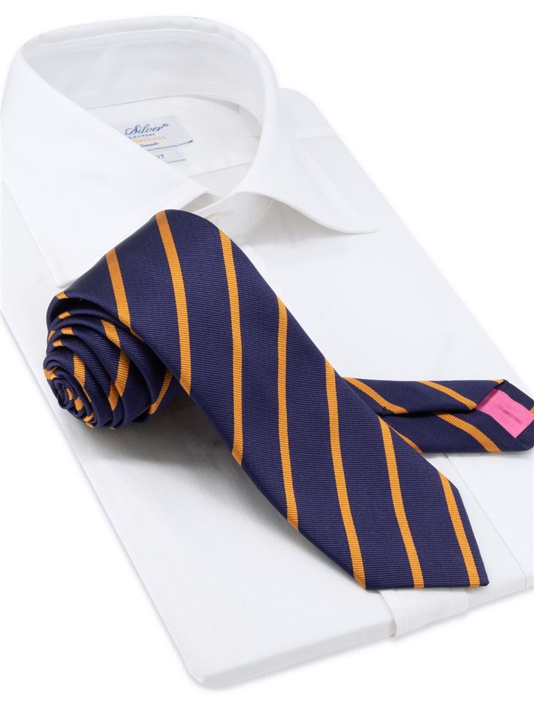 Silk Bar Striped Tie in Canary