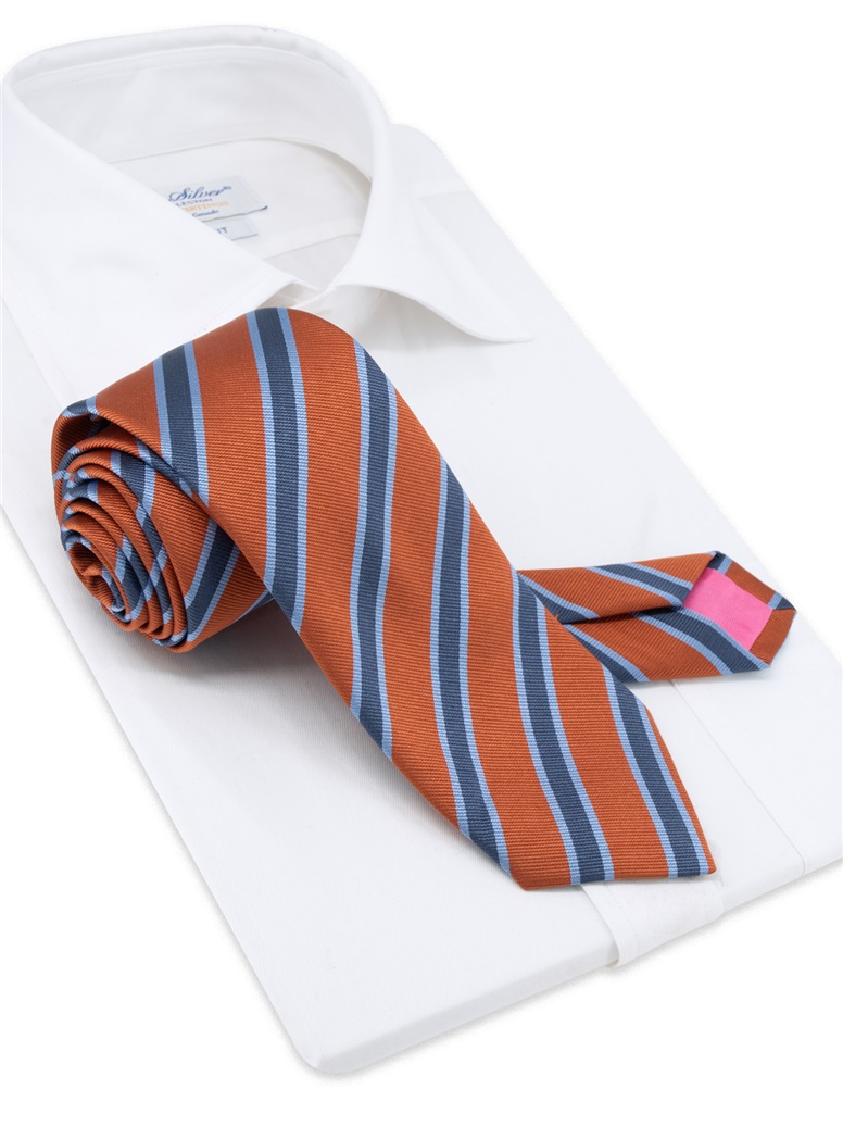 Silk Striped Tie in Sienna