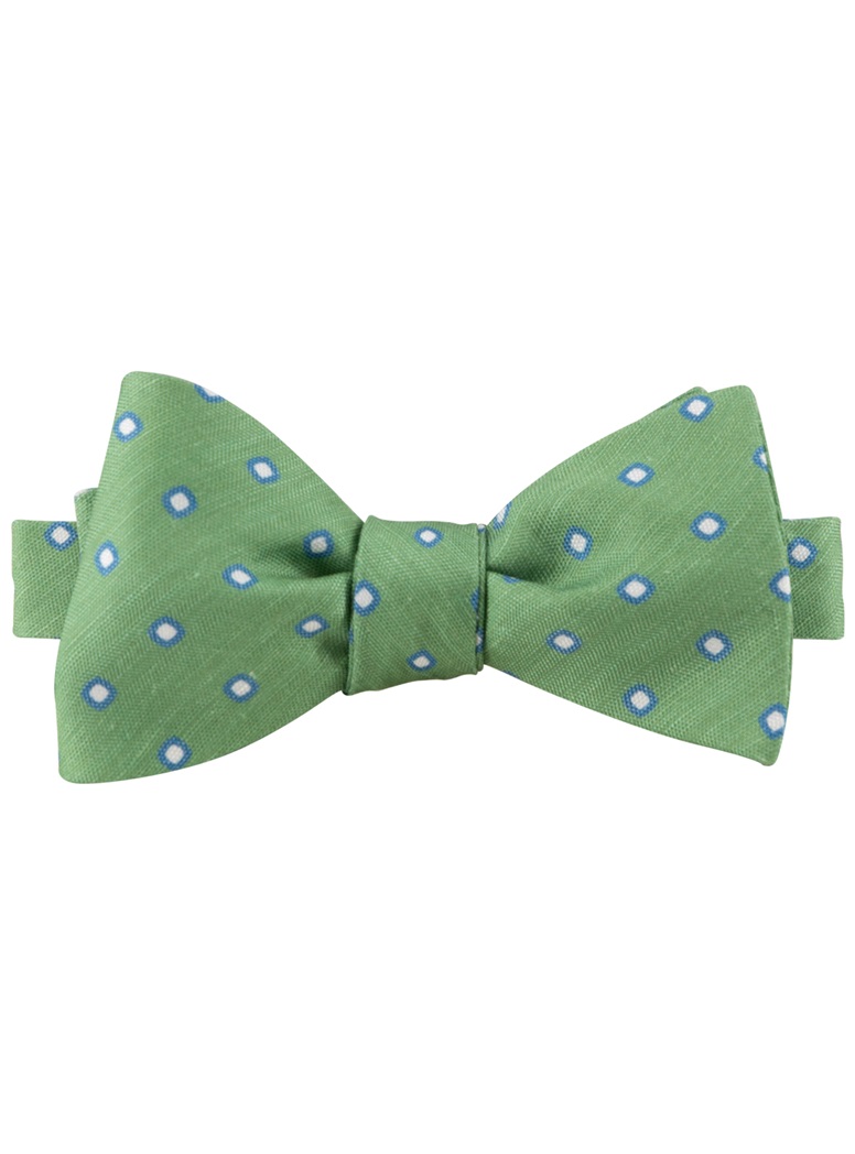 Silk and Linen Dot Bow Tie in Grass