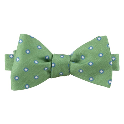 Silk and Linen Dot Bow Tie in Grass