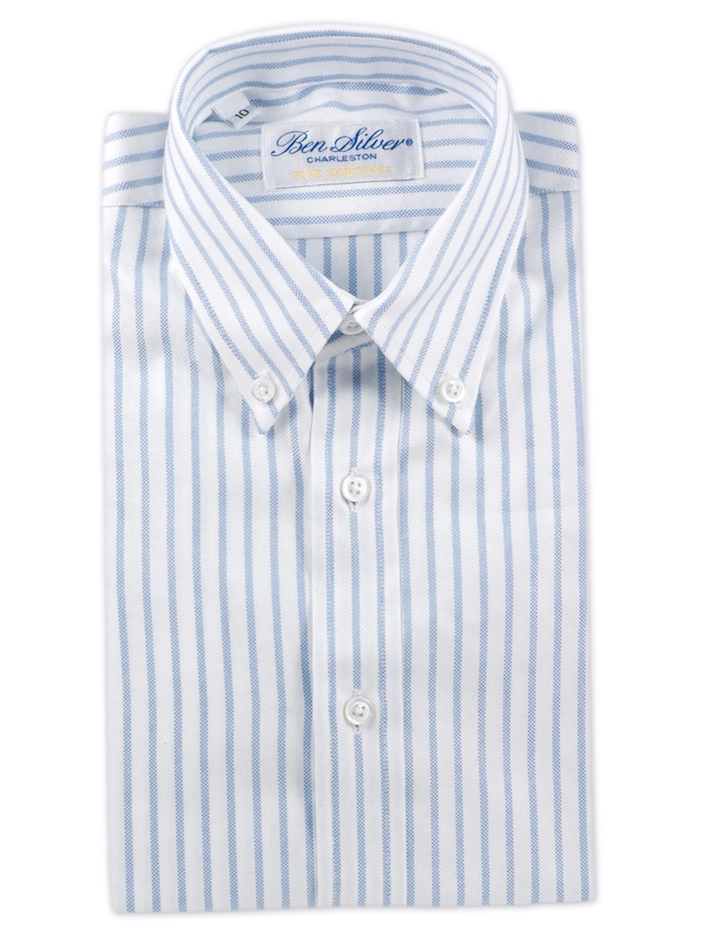 Boys Blue and White University Stripe Shirt