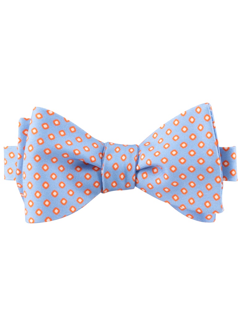 Printed Silk Bow Tie in Powder Blue
