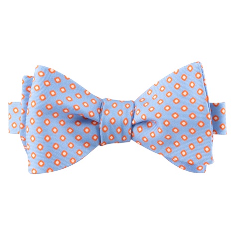 Printed Silk Bow Tie in Powder Blue