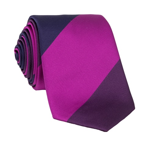 Silk Block Striped Tie in Magenta