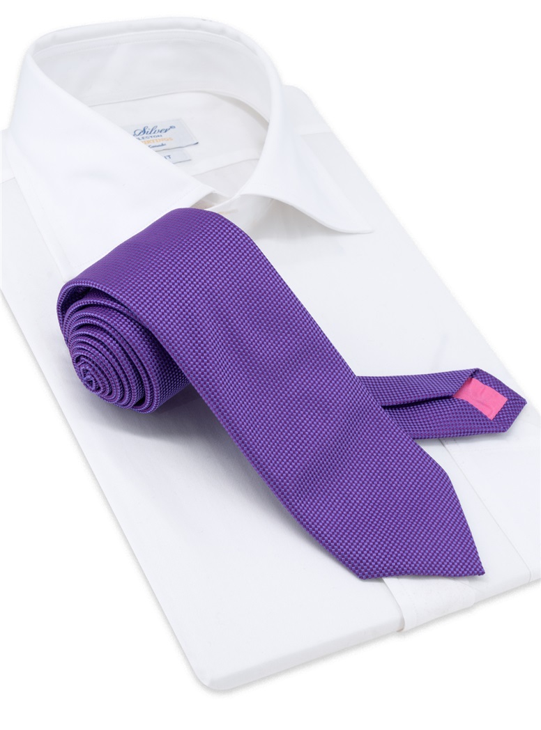 Silk Basketweave Tie in Violet