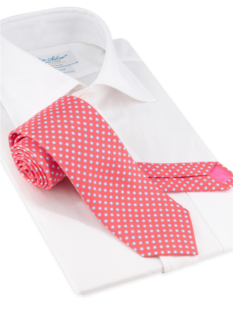 Printed Silk Tie in Pink