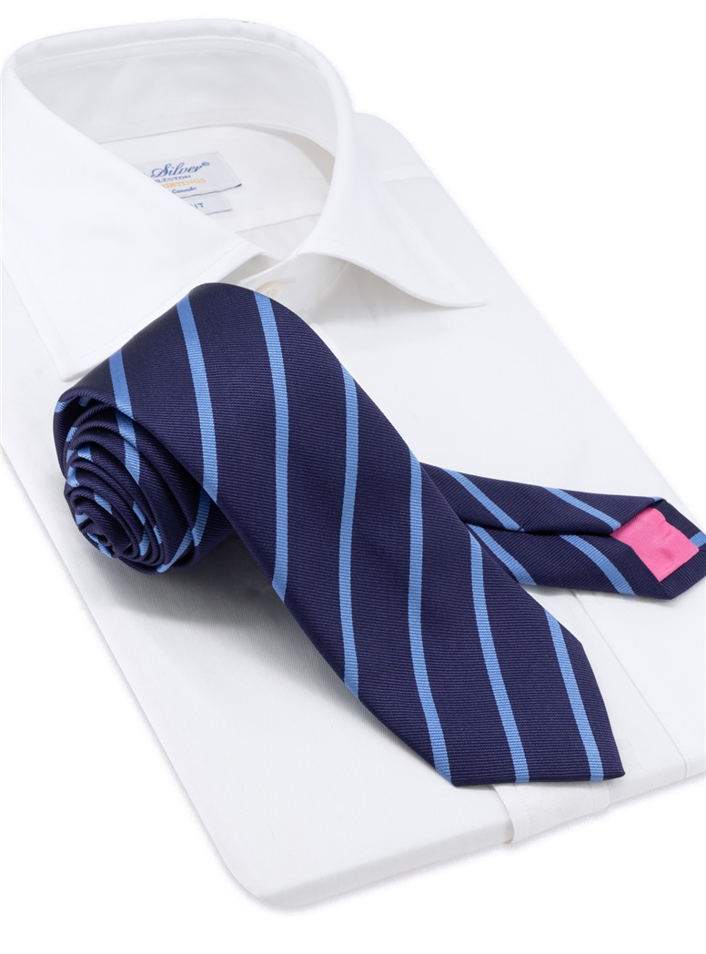 Silk Bar Striped Tie in Sky