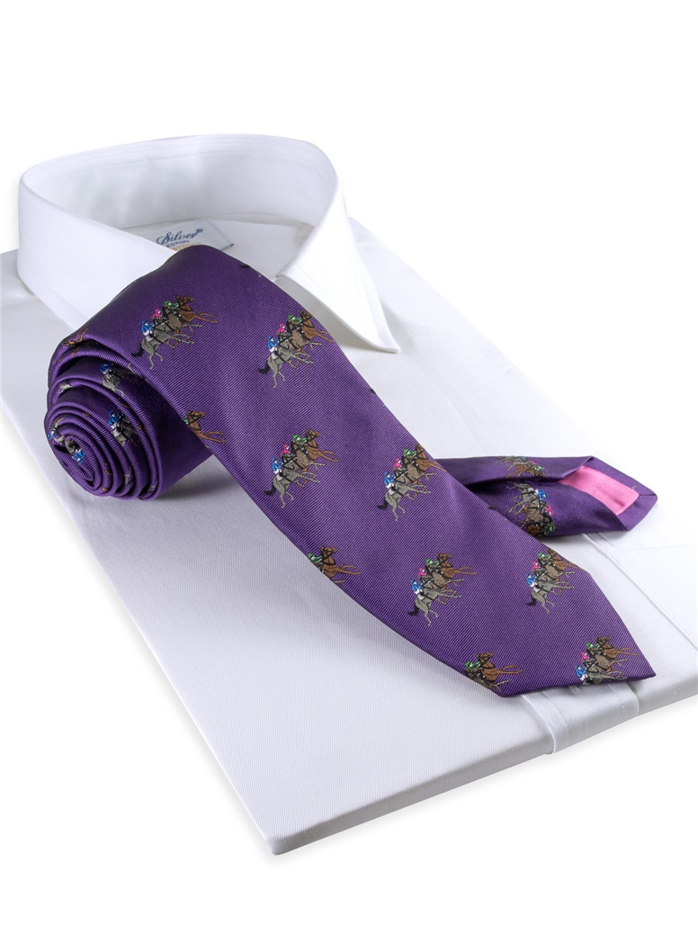 Silk Woven Equestrian Tie in Violet