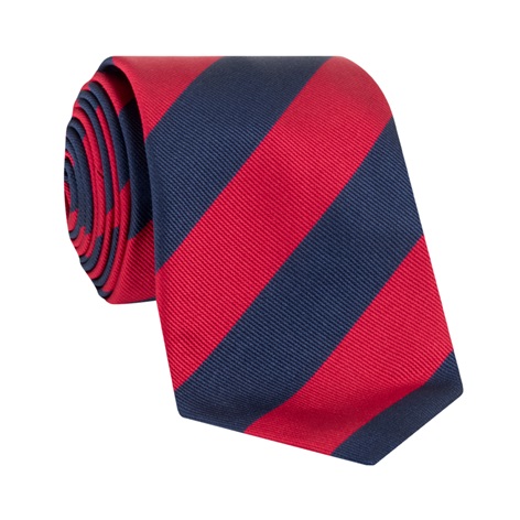 Silk Block Striped Tie in Fire and Navy