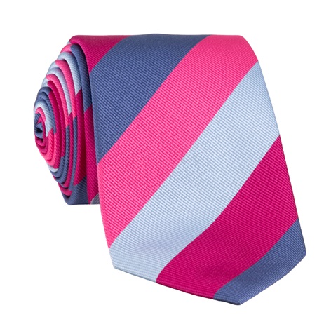 Silk Block Stripe Tie in Fuchsia