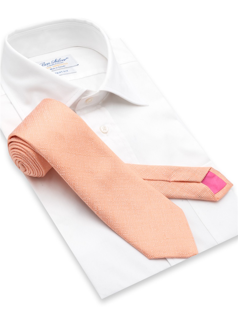 Silk Shantung Tie in Melon