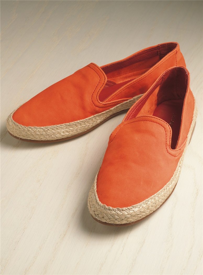 Women's Sueded Leather Espadrilles in Coral