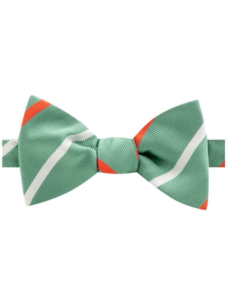 Silk Bar Striped Bow Tie in Mint