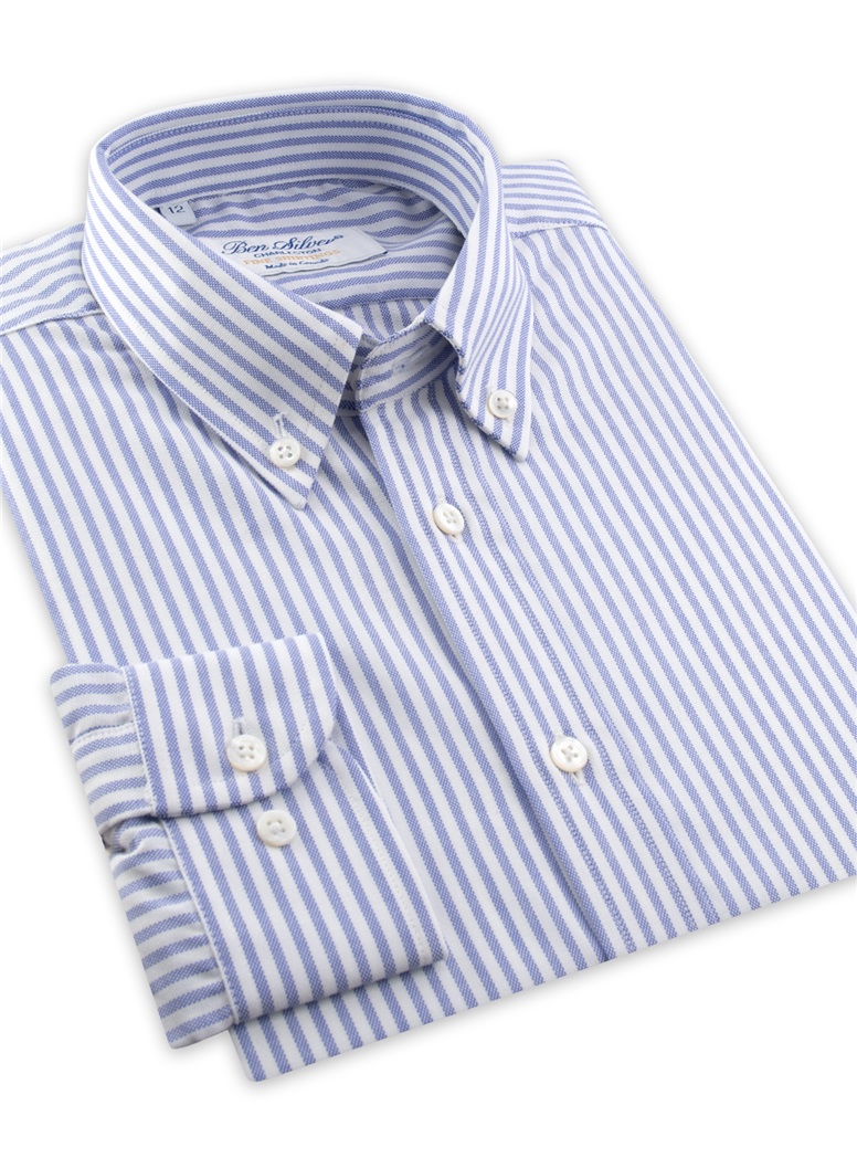 Boy's Blue and White Oxford Stripe Shirt