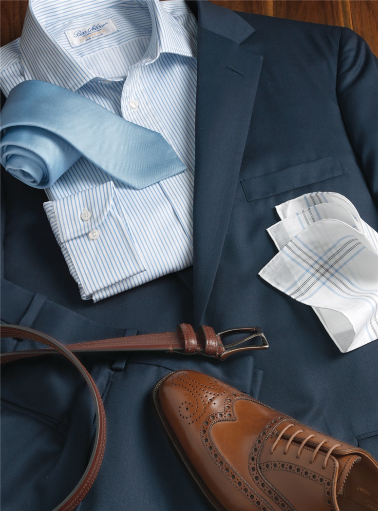 Navy Gabardine Suit Center Vent