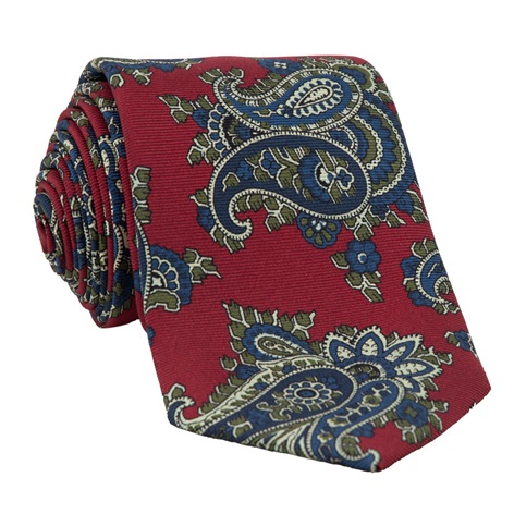 Silk Paisley Tie in Red
