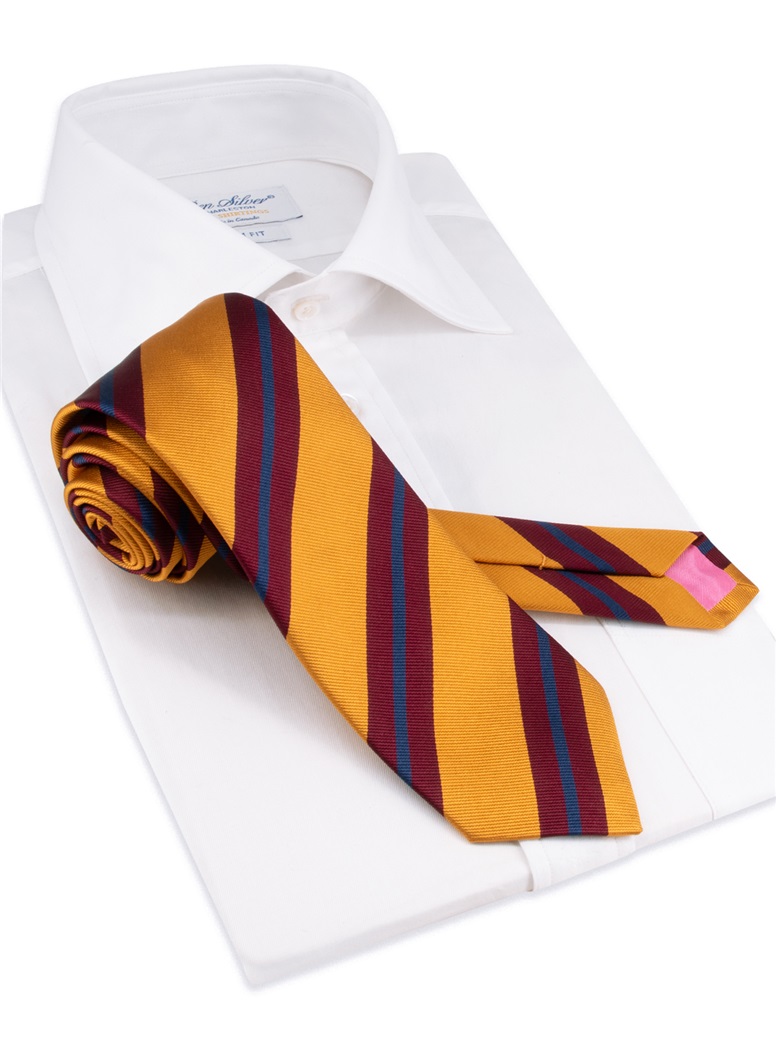Silk Striped Tie in Amber