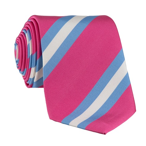 Silk Striped Tie in Azalea