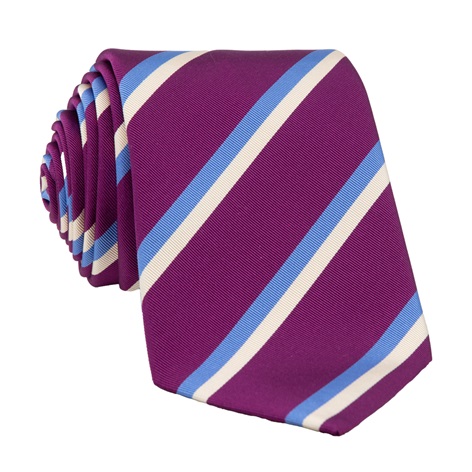 Mogador Silk Double Striped Tie in Magenta