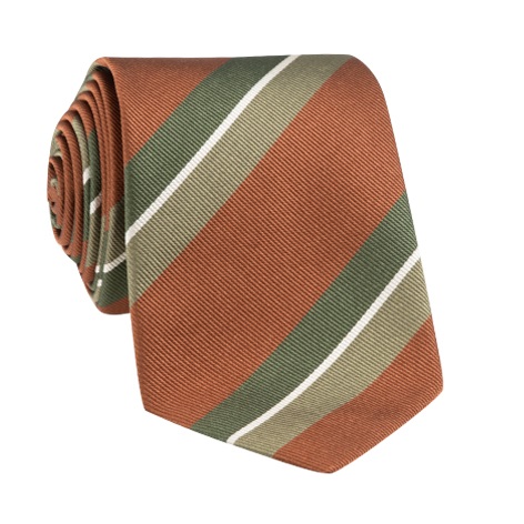 Silk Double Striped Tie in Bronze