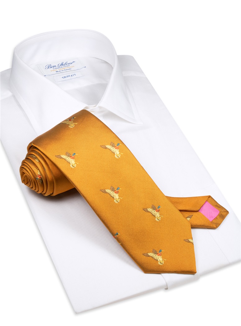 Silk Woven Mallard Tie in Bronze