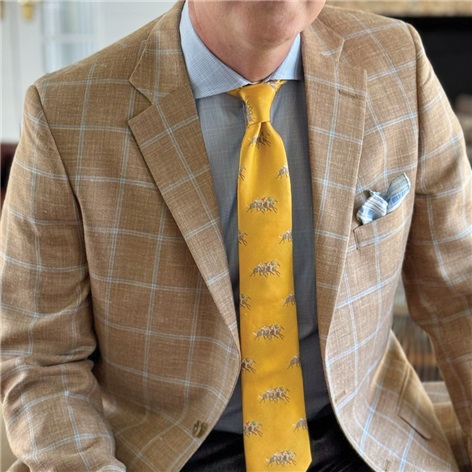 Tan Sport Coat with Sky Blue Windowpanes