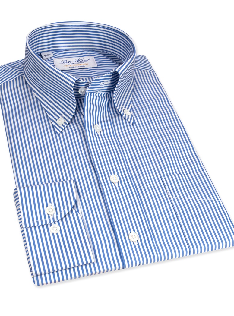 Medium Blue and White Stripe Buttondown