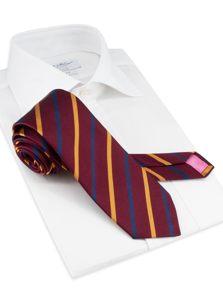 Silk Bar Stripe Tie in Wine
