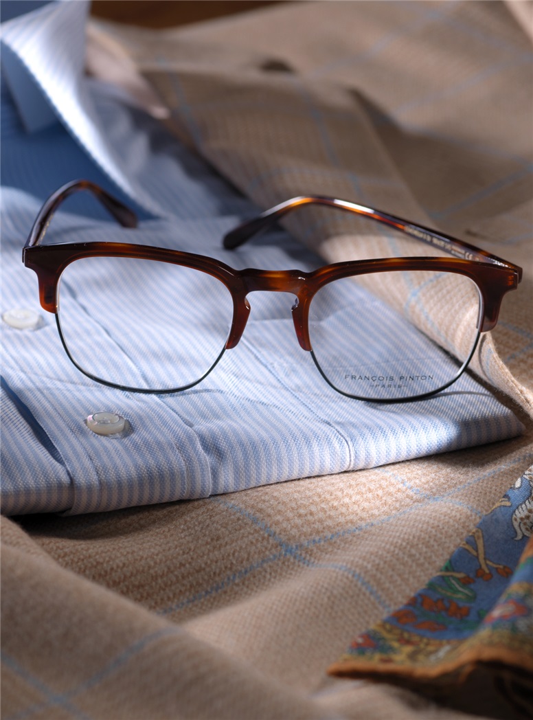 Traditional Brow Frame in Coffee with Charcoal Metal Rim