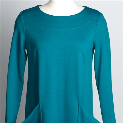 Ladies Wool Shift Dress in Teal