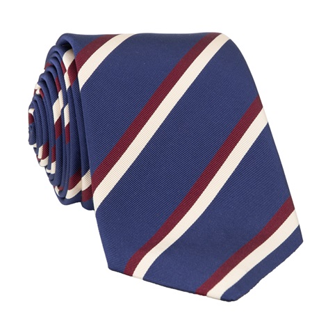 Mogador Silk Striped Tie in Navy