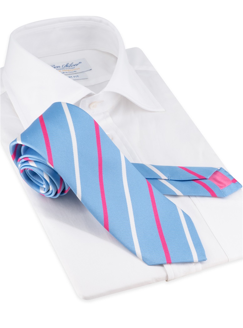 Silk Bar Striped Tie in Cornflower