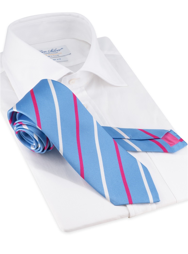 Silk Bar Striped Tie in Cornflower