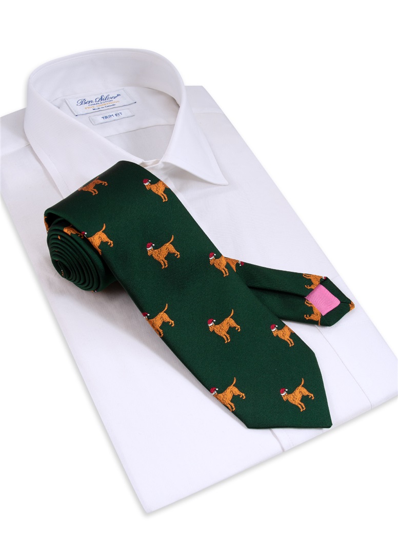 Christmas Lab Tie in Tartan