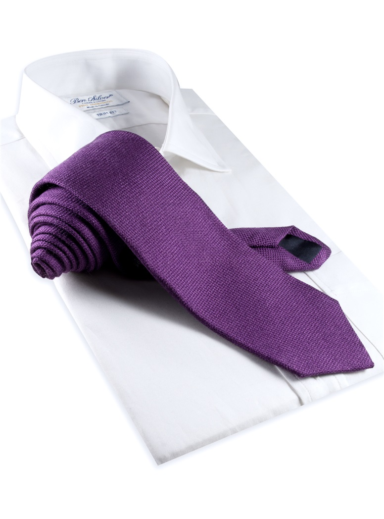 Wool, Silk and Cashmere Blend Solid Tie in Violet