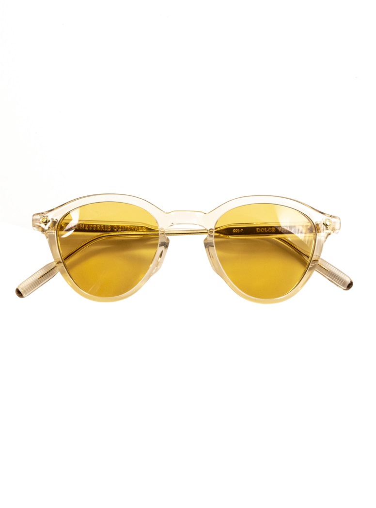 Bold Rounded Sunglasses in Crystal with Yellow Lenses