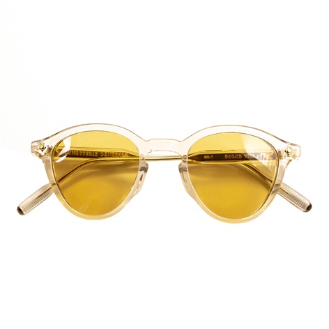 Bold Rounded Sunglasses in Crystal with Yellow Lenses