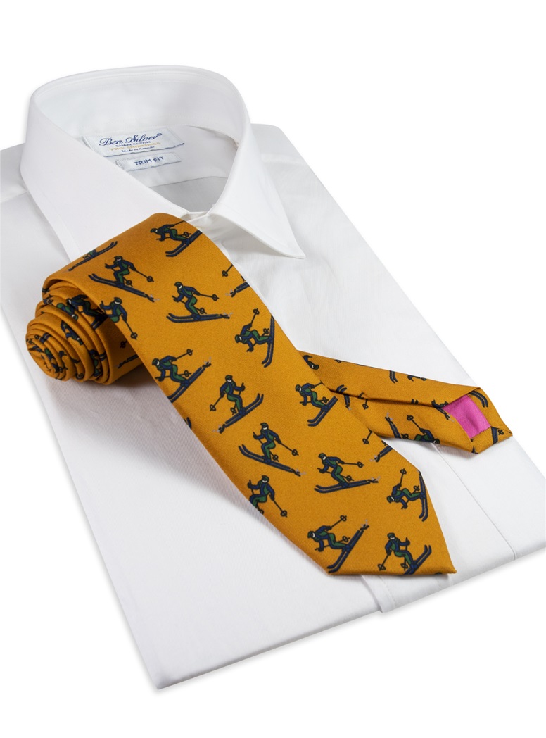 Jacquard Woven Ski Tie in Marigold