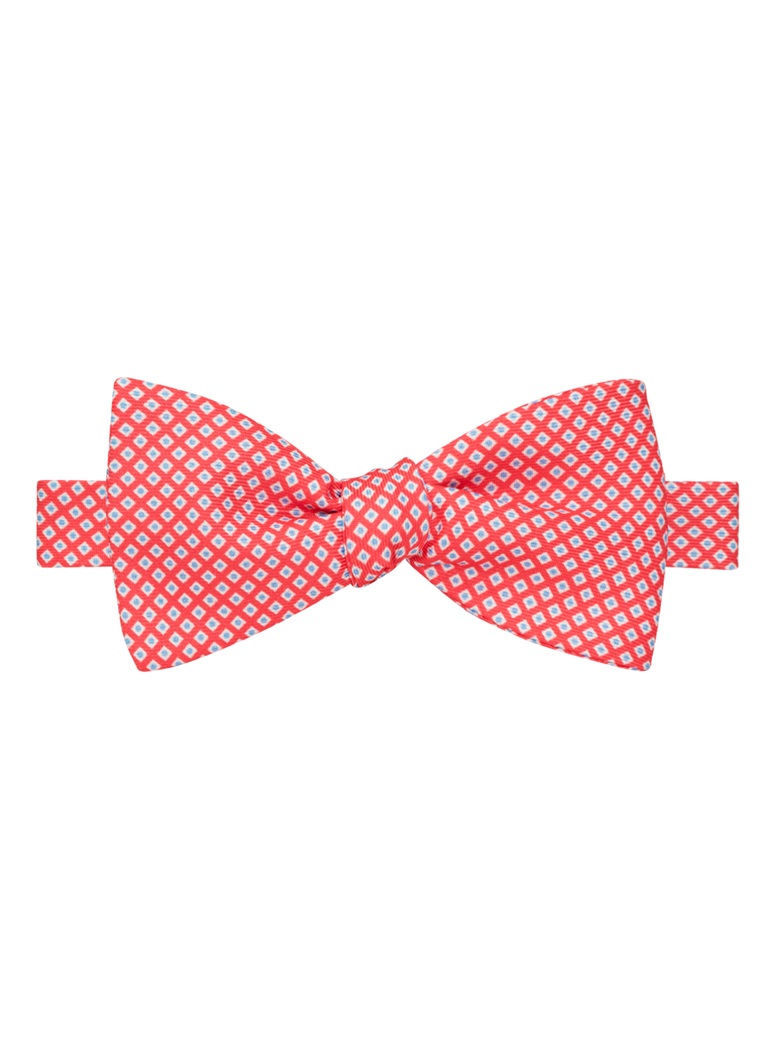Silk Printed Dots Bow Tie in Coral