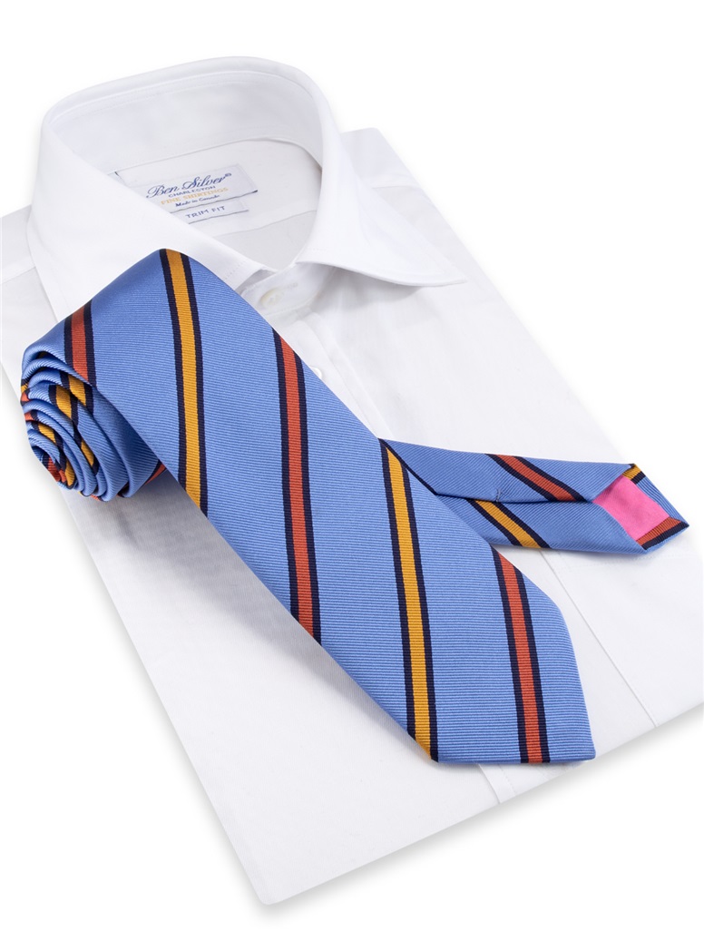 Silk Multi-Striped Tie in Sky